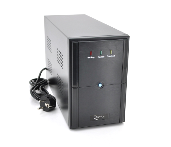Джерело безперебійного живлення (ДБЖ) Ritar E-RTM1200 (720W) ELF-L, LED, AVR, 3st, 3xSCHUKO socket, 2x12V7Ah, metal Case  Q2 (405*195*285)  10.2 кг (340*120*190)