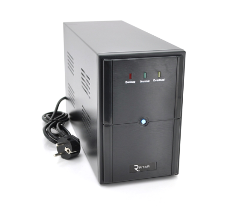 Джерело безперебійного живлення (ДБЖ) Ritar E-RTM1500 (900W) ELF-L, LED, AVR, 3st, 3xSCHUKO socket, 2x12V9Ah, metal Case Q2 (405*195*285)   11,5 кг (340*120*190)