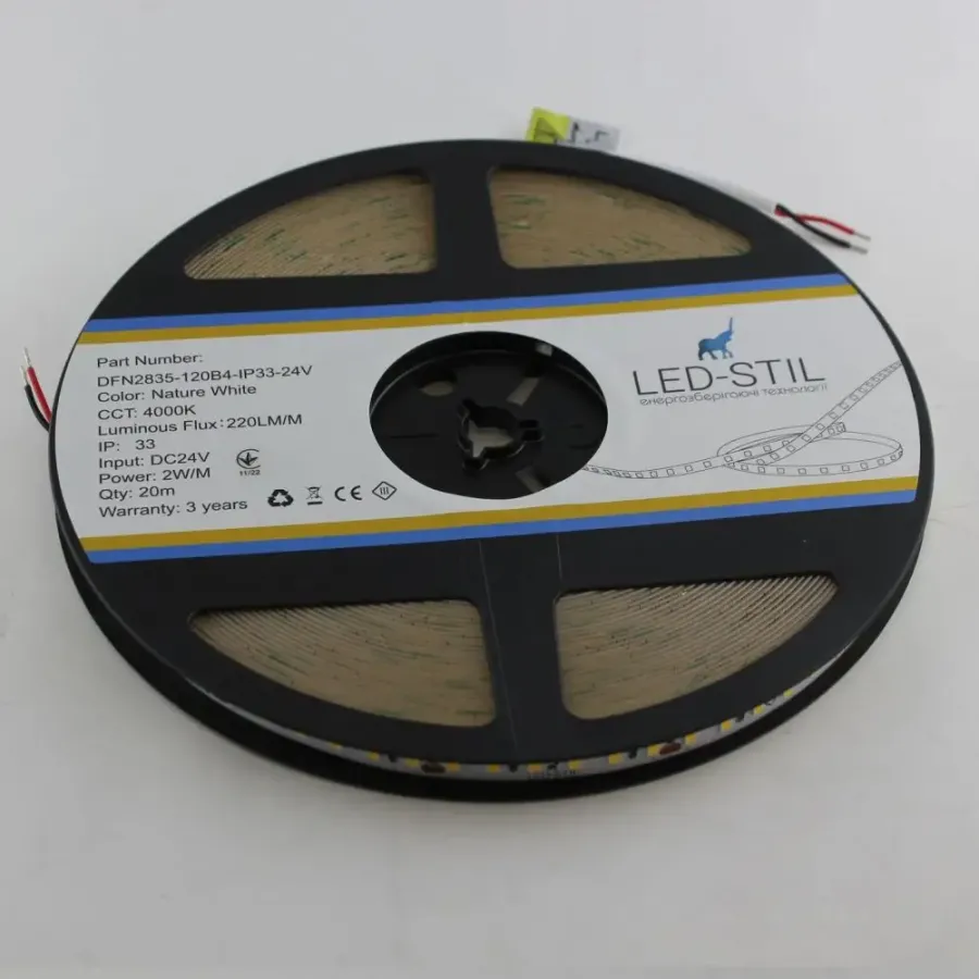 Лед стрічка led-stil DFN2835-120B4-2w-IP33-24V 2835-120V-IP33 2W 220Лм 4000K CRI 80