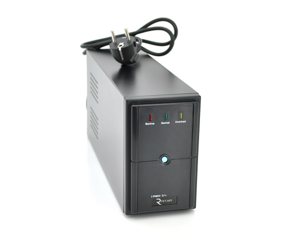 Источник бесперебойного питания (ИБП) Ritar E-RTM650 (390W) ELF-L, LED, AVR, 2st, 2xSCHUKO socket, 1x12V7Ah, metal Case Q4 4,8 кг 310*85*140 мм