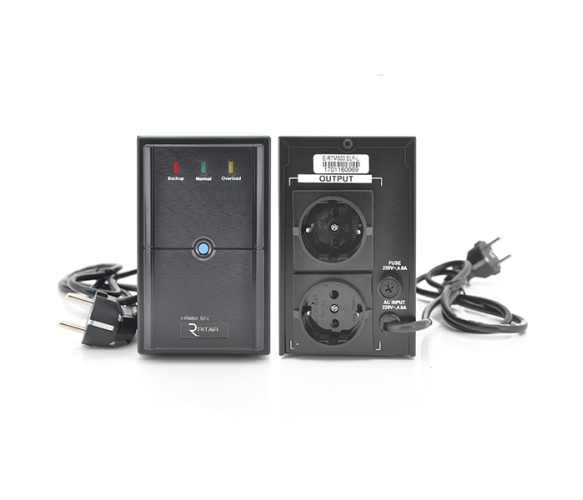 Джерело безперебійного живлення (ДБЖ) Ritar E-RTM850 (510W) ELF-L, LED, AVR, 2st, 2xSCHUKO socket, 1x12V9Ah, metal Case  Q4 (370*130*210)  5,8кг (310*85*140)