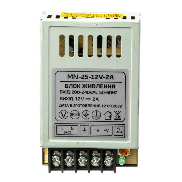 Блок живлення AVT 12В 24Bт 2A IP20 MN-25-12 мет. перф.