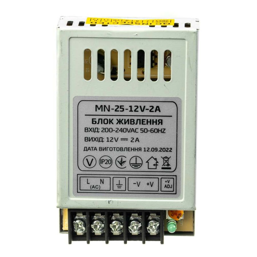 Блок живлення AVT 12В 24Bт 2A IP20 MN-25-12 мет. перф.