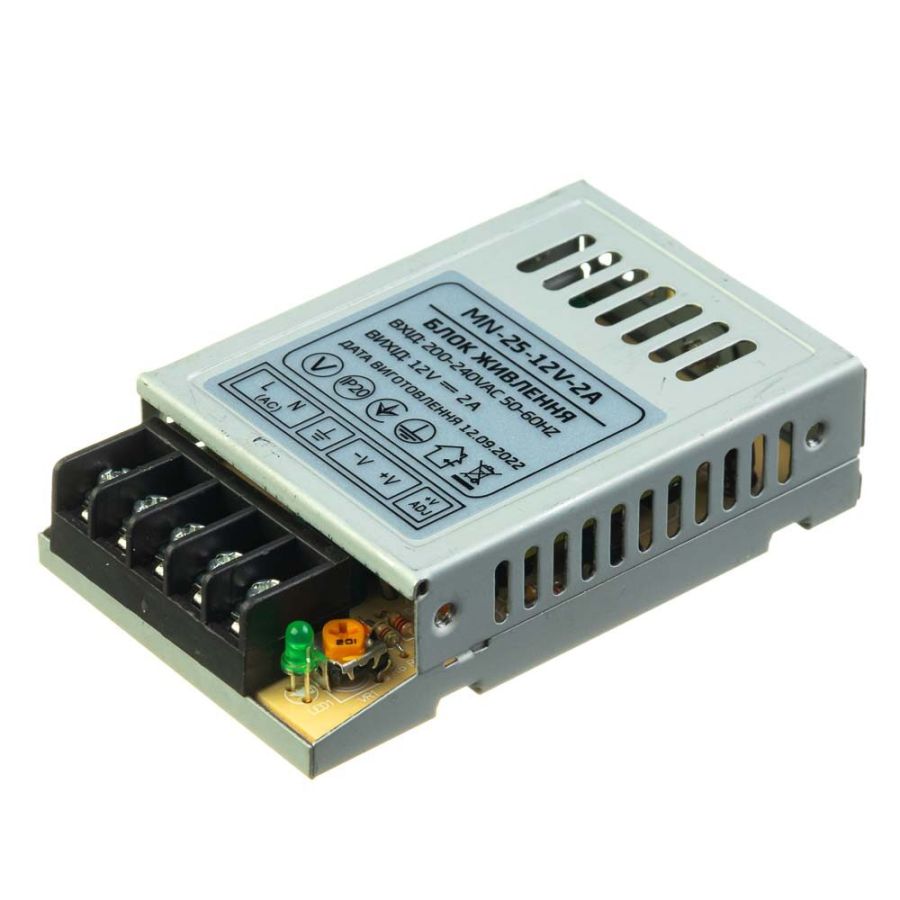 Блок живлення AVT 12В 24Bт 2A IP20 MN-25-12 мет. перф.