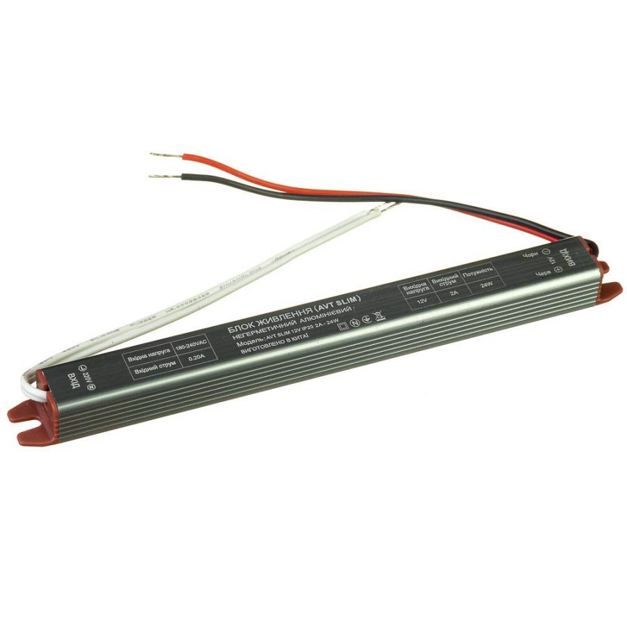 Блок живлення AVT 12В 24Вт 2А IP20 Stick мет.