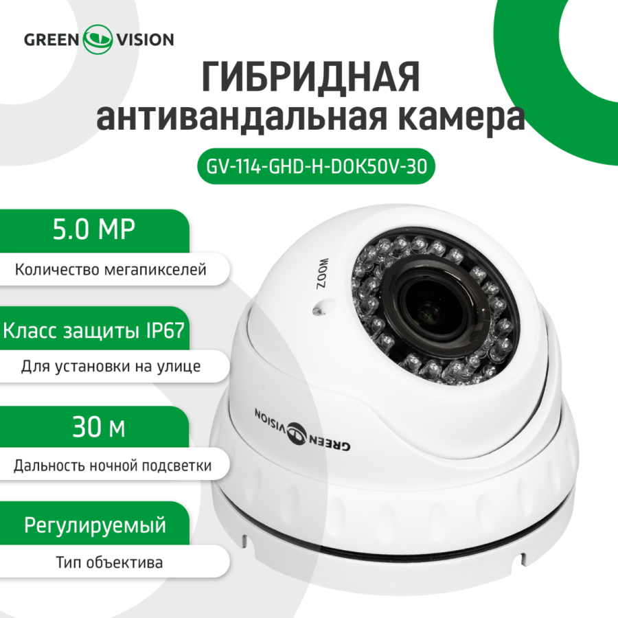 Гібридна антивандальна камера GV-114-GHD-H-DOK50V-30
