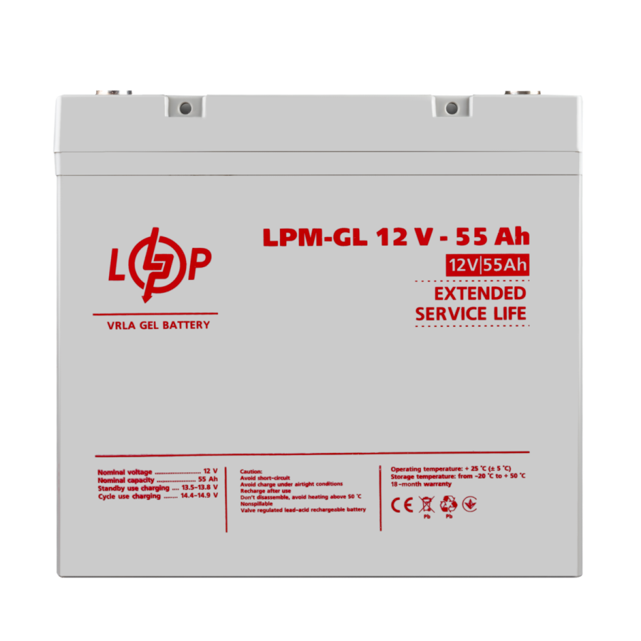 Аккумулятор гелевий LPM-GL 12V - 55 Ah