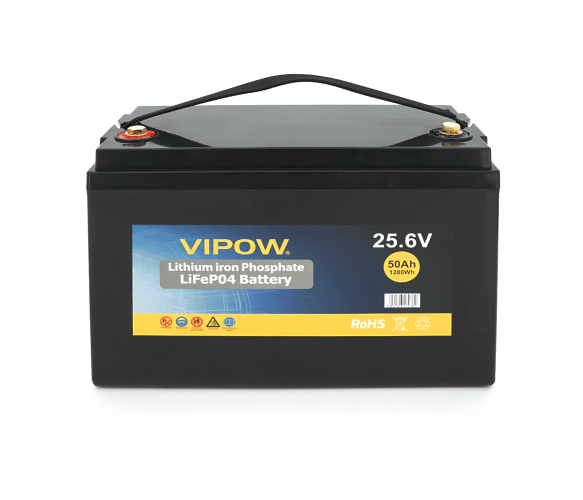АКБ Акумулятор Vipow 256-50/40 LiFePO4 25,6V 50AH 1280Wh BMS 40А 330х175х225мм 10,3кг