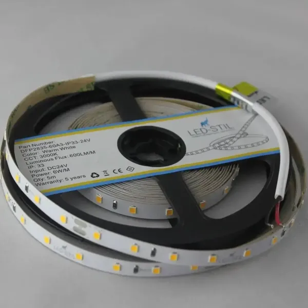 Лед стрічка led-stil DFP2835-60A3-IP33-24V 60-2835-24V-IP33 6W 550Лм 3000K CRI 80+