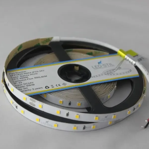 Лед стрічка led-stil DFP2835-60A4-IP33-24V 60-2835-24V-IP33 6W 600Лм 4000K CRI 85+