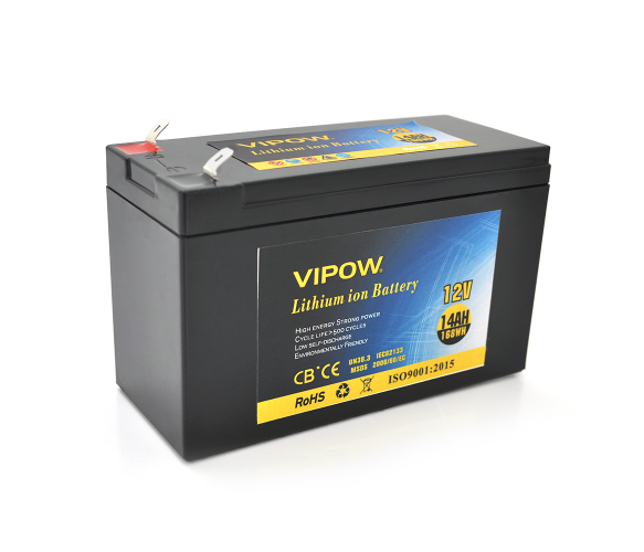 АКБ Акумулятор Vipow LiFePO4 12V 14AH 3S7P Q20 BMS-5A 151х65х94мм для мотоциклів, човнів або електротранспорту