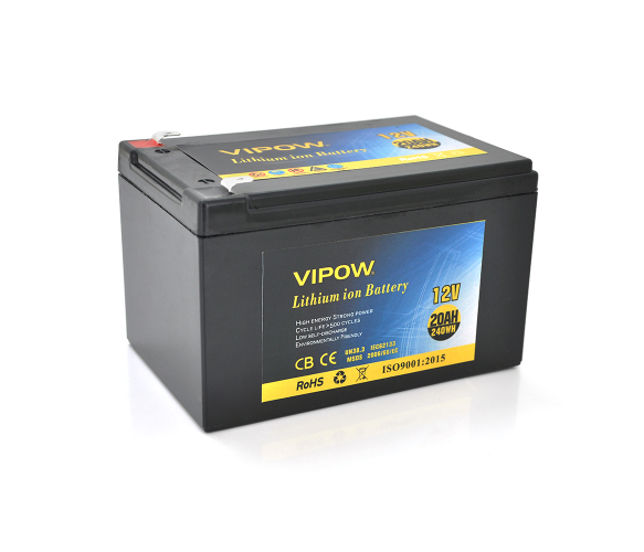 АКБ Акумулятор Vipow VP-12200LI LiFePO4 12V 20AH 3S10P BMS 151х98х95мм для мотоциклів, човнів або електротранспорту
