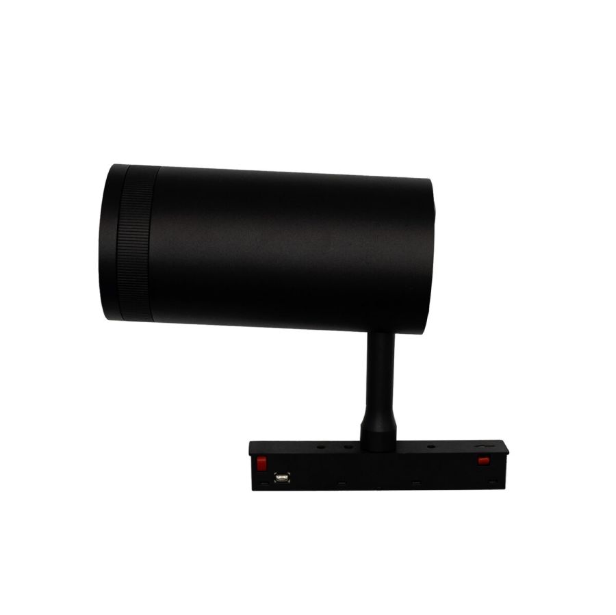 Магнітний трековий світильник PROLUM M20 (20W; DC48V; Zoom; Чорний) SERIES "TR"; Білий 4000К