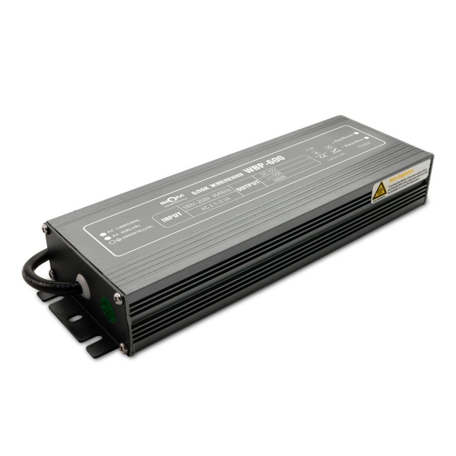 Блок живлення BIOM 12В 600Вт 50А IP67 WBP-600 Slim мет. герм.