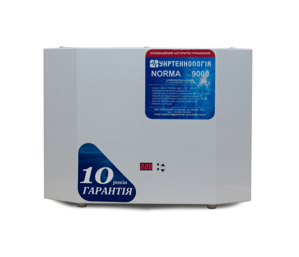 Стабілізатор напруги теристорні NORMA 9 (9000Вт) 220В, стабілізація 150-300, 9 ступенів