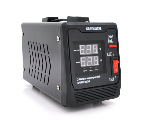Стабілізатор напруги релейний Green Wave Mauser 1000VA (700Вт), 1xShuko, DC140-260V, AC220±8%, BOX, Q4