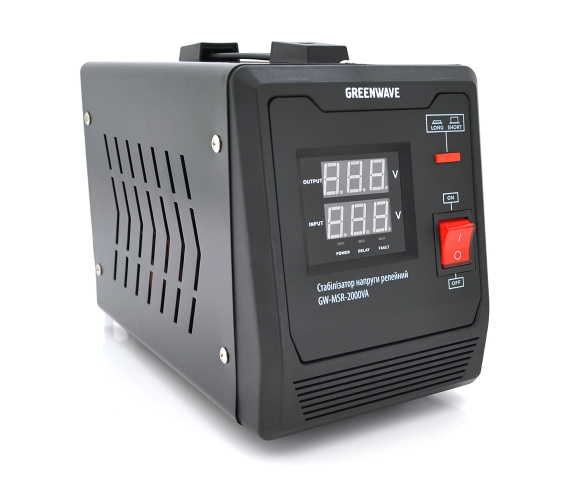 Стабілізатор напруги релейний Green Wave Mauser 2000VA (1400Вт), 1xShuko, DC140-260V, AC220±8%, BOX, Q4