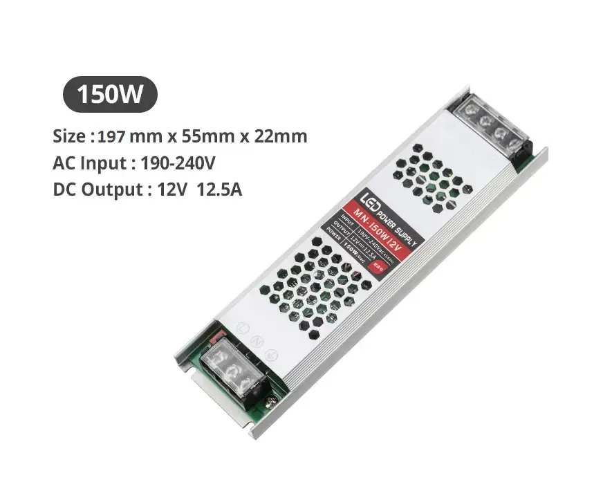 Блок живлення LT 12В 150Вт 12,5А IP20 MN-150W 12V ultra thin мет. перф.