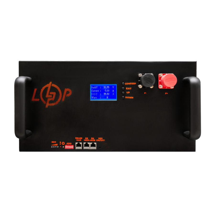 Акумулятор LP LiFePO4 51,2V - 160 Ah (8192Wh) (BMS 200A/100А) LCD метал RM Smart RS485/CAN