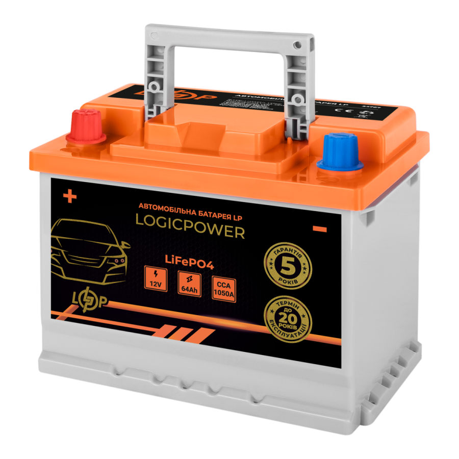 Автомобільний літієвий акумулятор LP LiFePO4 12V - 64 Ah (+ зліва) BMS 1050А
