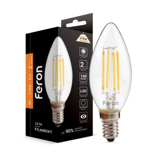 Лед лампа 220В LB-58 4Вт E14 2700K Filament