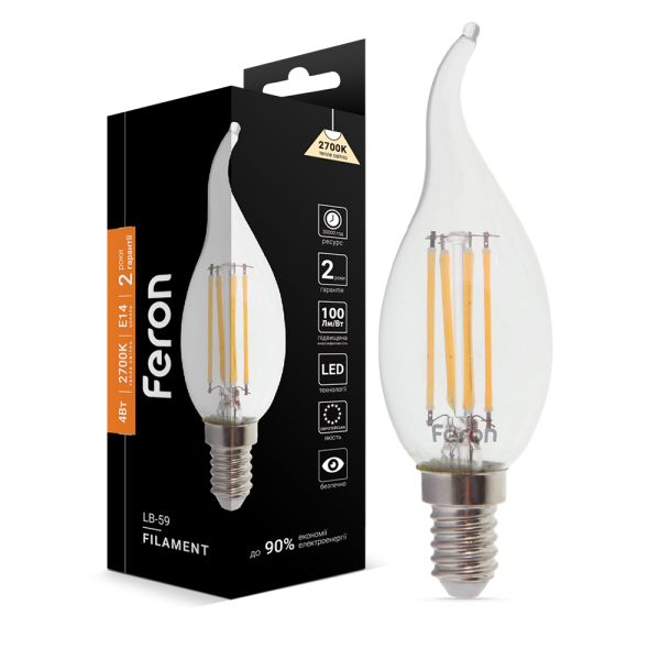 Лед лампа 220В LB-59 4Вт E14 2700K Filament