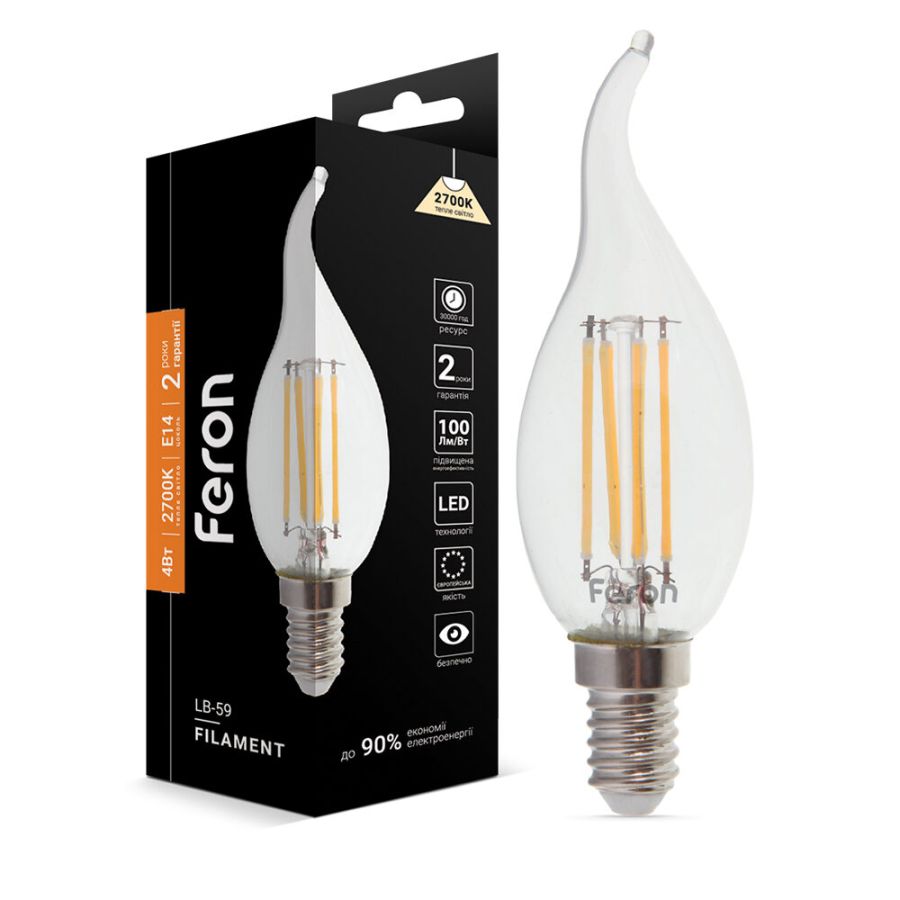 Лед лампа 220В LB-59 4Вт E14 2700K Filament