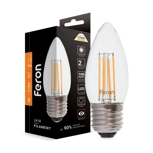 Лед лампа 220В LB-58 4Вт E27 2700K Filament