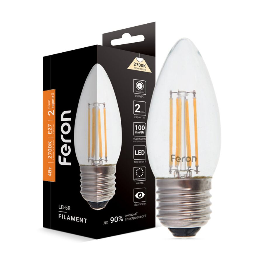 Лед лампа 220В LB-58 4Вт E27 2700K Filament