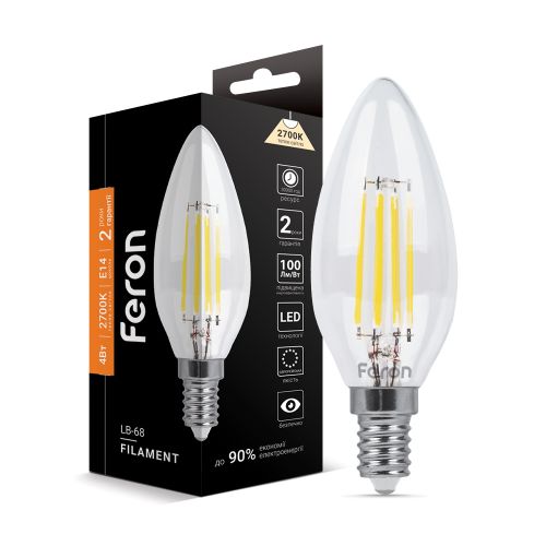 Лед лампа 220В LB-68 4Вт E14 2700K Filament