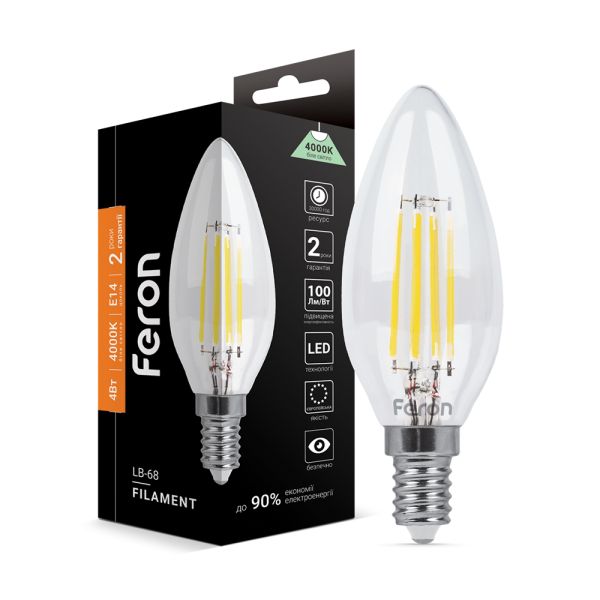 Лед лампа 220В LB-68 4Вт E14 4000K Filament