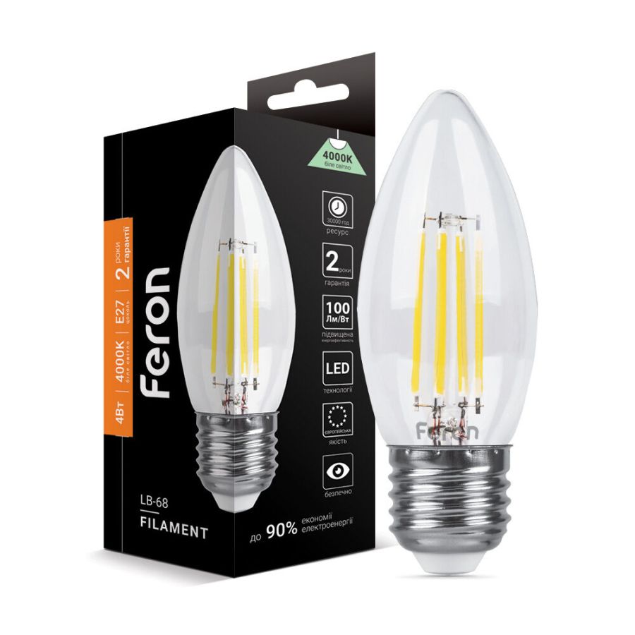 Лед лампа 220В LB-68 4Вт E27 4000K Filament