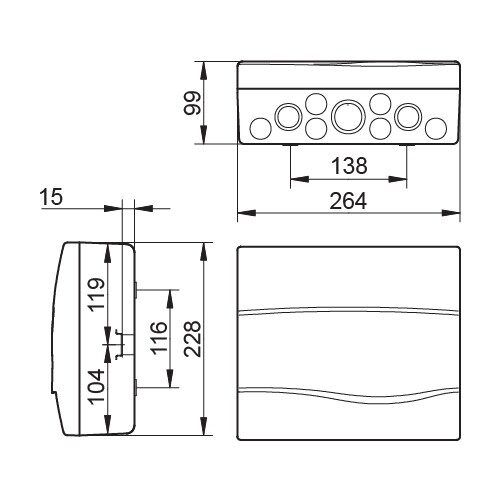 Распределительный щит IDE 12 модулей IP40 с шинами N и PE 228x264x99 мм (BV12PT/RR)