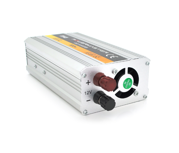 Інвертор напруги POWERMASTER-500(300Вт), 12/220 з апроксимованою синусоїдою, 1 універсальні розетка, Клеми+крокодили, Box