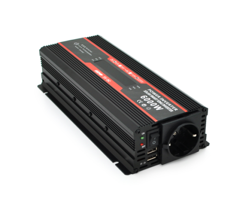 Інвертор напруги KY-M6000, 850W, 12/220V, Line-Interactive, LCD, 1 Shuko, 2 USB вихід, прикурювач, Box, Q20
