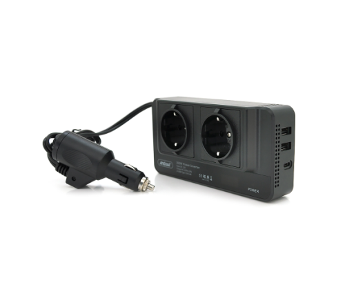 Інвертор напруги Q-CC8200 300W, 12/220V, approximated, 2 універсальні розетки+2USB+Type C, Box