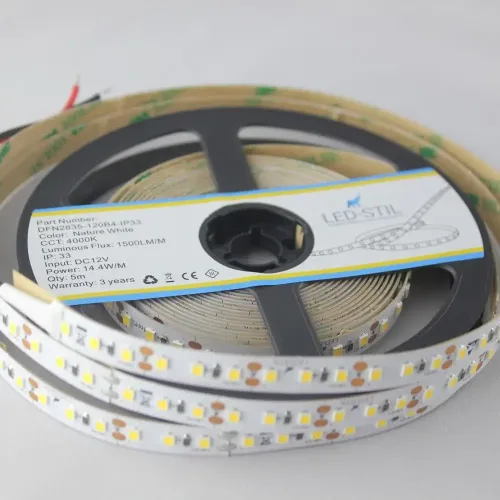 Лед стрічка led-stil DFN2835-120B4-IP33-24V 2835-120V-IP33 14,4W 1500Лм 4000K CRI 80