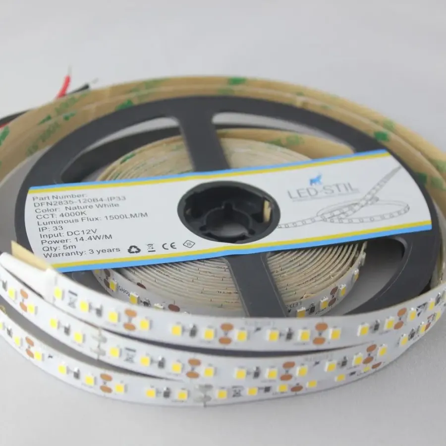 Лед стрічка led-stil DFN2835-120B4-IP33-12V 120-2835-12V-IP33 14,4W 1500Лм 4000K CRI 80