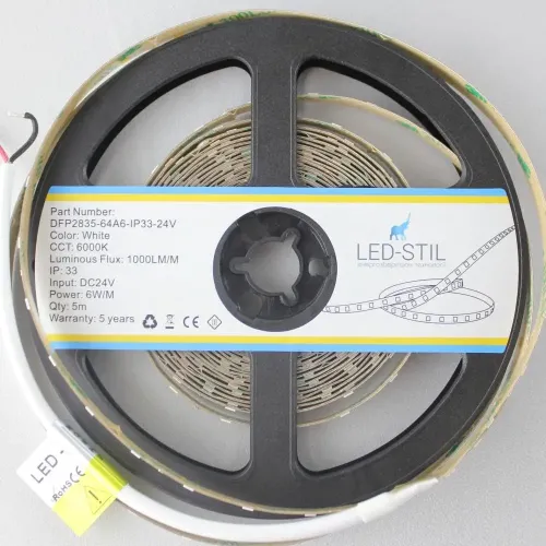 Лед стрічка led-stil DFP2835-64A6-IP33-24V 64-2835-24V-IP33 6W 1000Лм 6000K CRI 85+