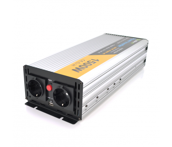 Інвертор напруги Solinved Sol-Yb24-1500M, 24V/220V, 1500W з апроксимованою синусоїдою, 2Shuko, USB, клемні дроти, Q6