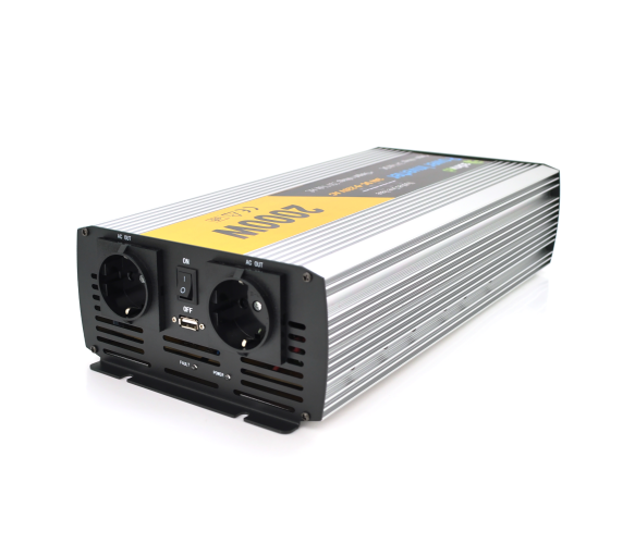 Інвертор напруги Solinved Sol-Yb24-2000M, 24V/220V, 2000W з апроксимованою синусоїдою, 2Shuko, USB, клемні дроти, Q5