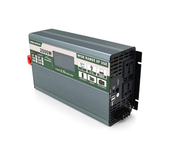 Інвертор напруги Demuda DMDPSW-2000W, 12V/220V, 2000W з правильною синусоїдою, 2 універсальні розетки, 2 USB, Rj 45, клемні дроти, Q6