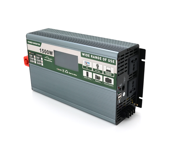 Інвертор напруги Demuda DMDPSW-1500W, 12V/220V, 1500W з правильною синусоїдою, 2 універсальні розетки, 2 USB, Rj 45, клемні дроти, Q6