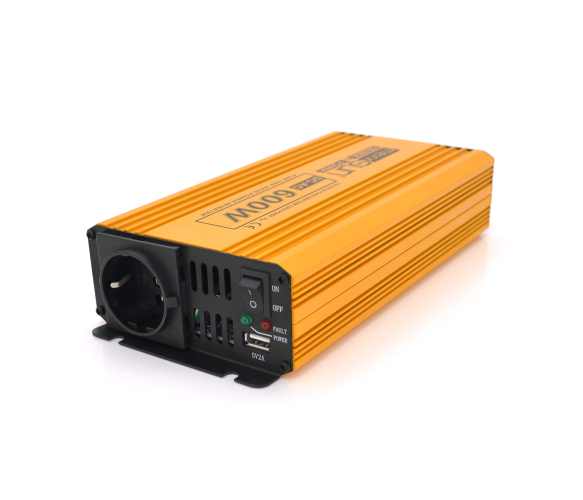 Інвертор напруги Mexxsun MXSPSW-600, 12V/220V, 600W з правильною синусоїдою, 1 Shuko, 1 USB, клемні дроти, Q8