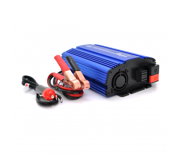 Інвертор напруги Tommatech MS-600, 12V/220V, 600W з апроксимованою синусоїдою, 1Shuko, USB, клемні дроти, АЗУ+ затискачі, Q15