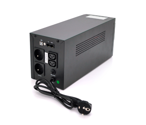 Источник бесперебойного питания (ИБП) Qoltec QLT1200 (720W) LСD, AVR, 3st, 2xSCHUKO socket, 2x12V7.5Ah, metal Case