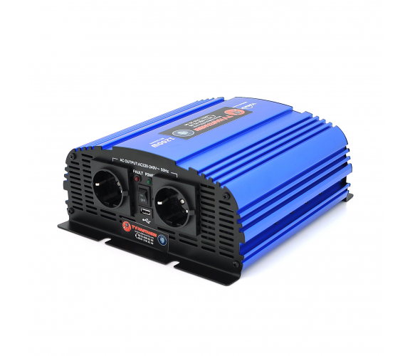 Инвертор напряжения Tommatech MS-1200, 24V/220V, 1200W с апроксимированной синусоидой, 2Shuko, USB, провод с клемами, 2 предохранителя, Q4