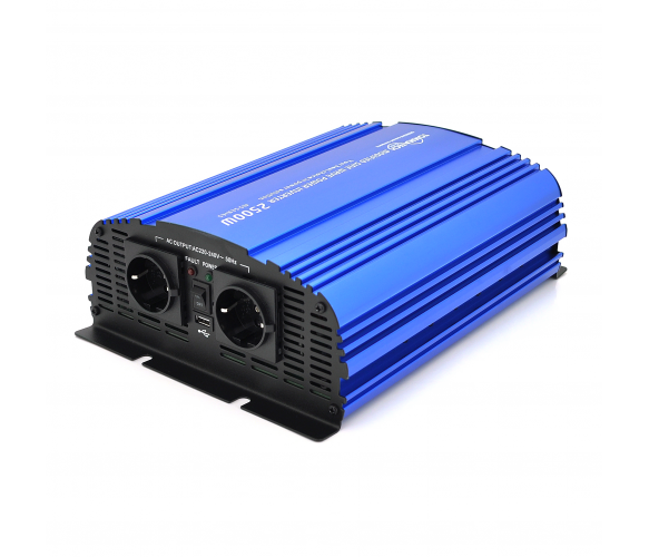 Инвертор напряжения Tommatech MS-2500, 24V/220V, 2500W с апроксимированной синусоидой, 2Shuko, USB, 2*провод с клемами, 10 предохранителей, Q2