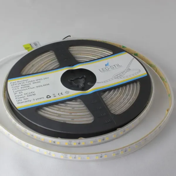 Лед стрічка led-stil DFN2835H-128B-IP65-NW 128-2835-24V-IP65 12Вт 2000Лм 4000K CRI 85+