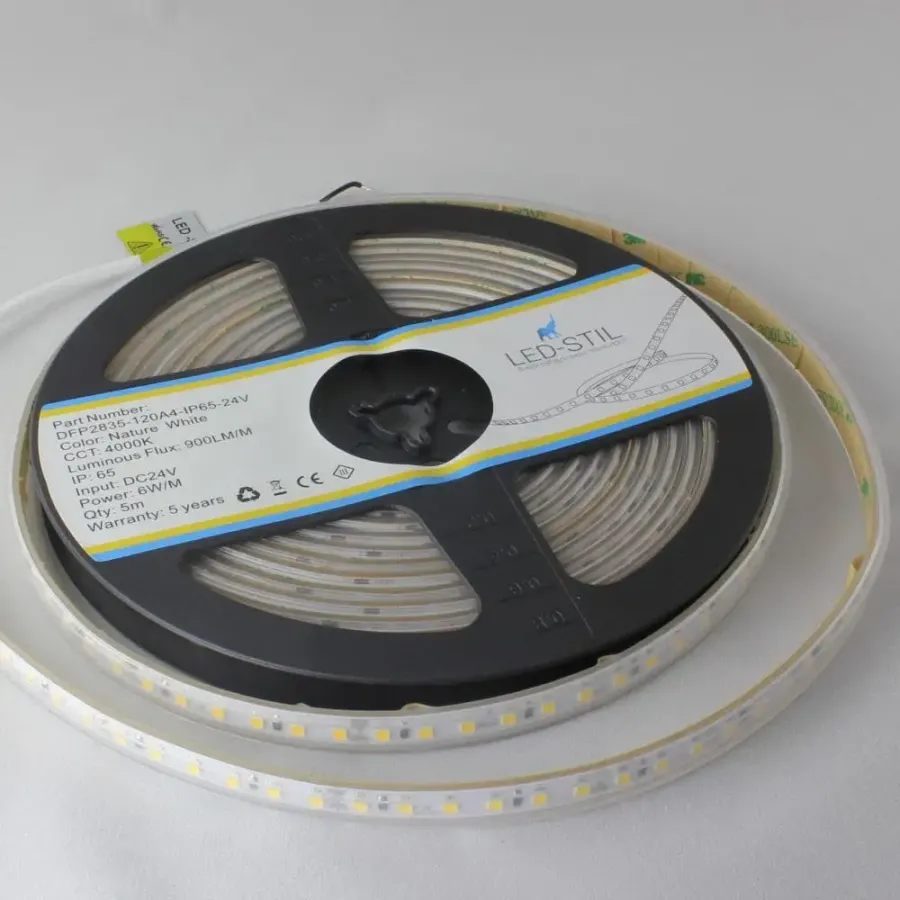 Лед стрічка led-stil DFN2835H-128B-IP65-NW 128-2835-24V-IP65 12Вт 2000Лм 4000K CRI 85+